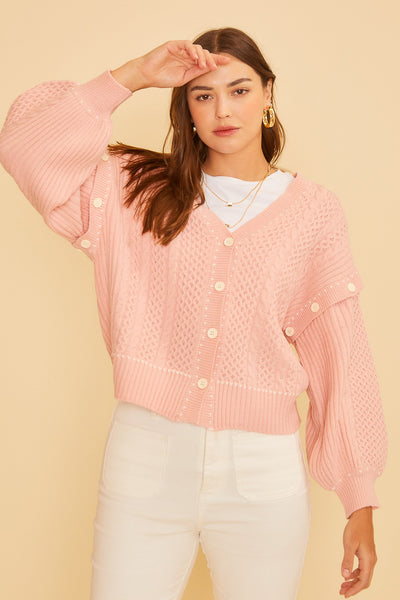 Sweater Vest Cardigan Rose