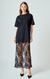 Mix Media Tshirt Lace Dress Black