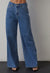 Victoria Seamed Wide Leg Denim Pants