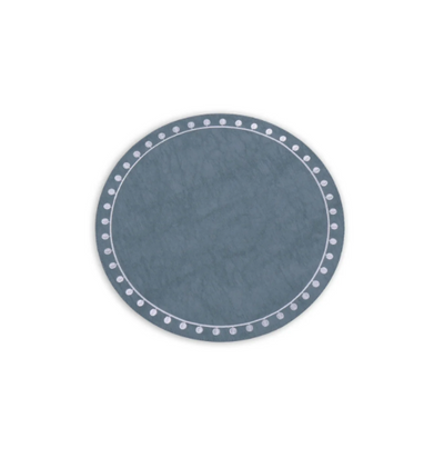 Round Embroidered Dots Round Placemats Set of 4 Blue and White