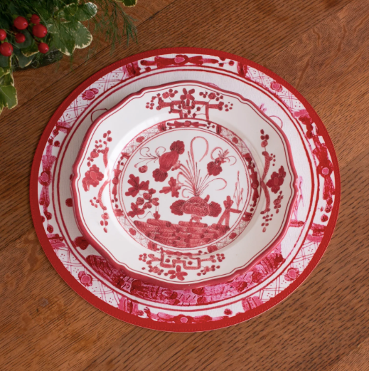 Faenza Dinner Plate White and Red