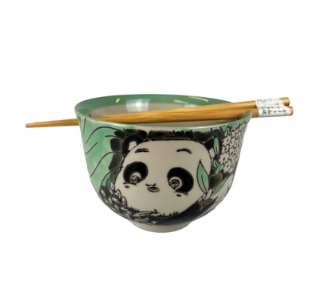 Donburi Bowl With Chopsticks Set Playful Panda Desing