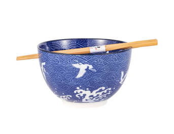 Bowl With Chopsticks Crane Design