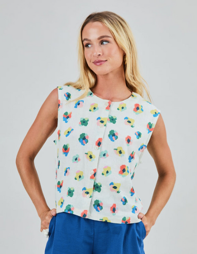 Margara Top Flower Ecru