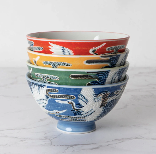 Rice Bowl Japanese Crane Jp