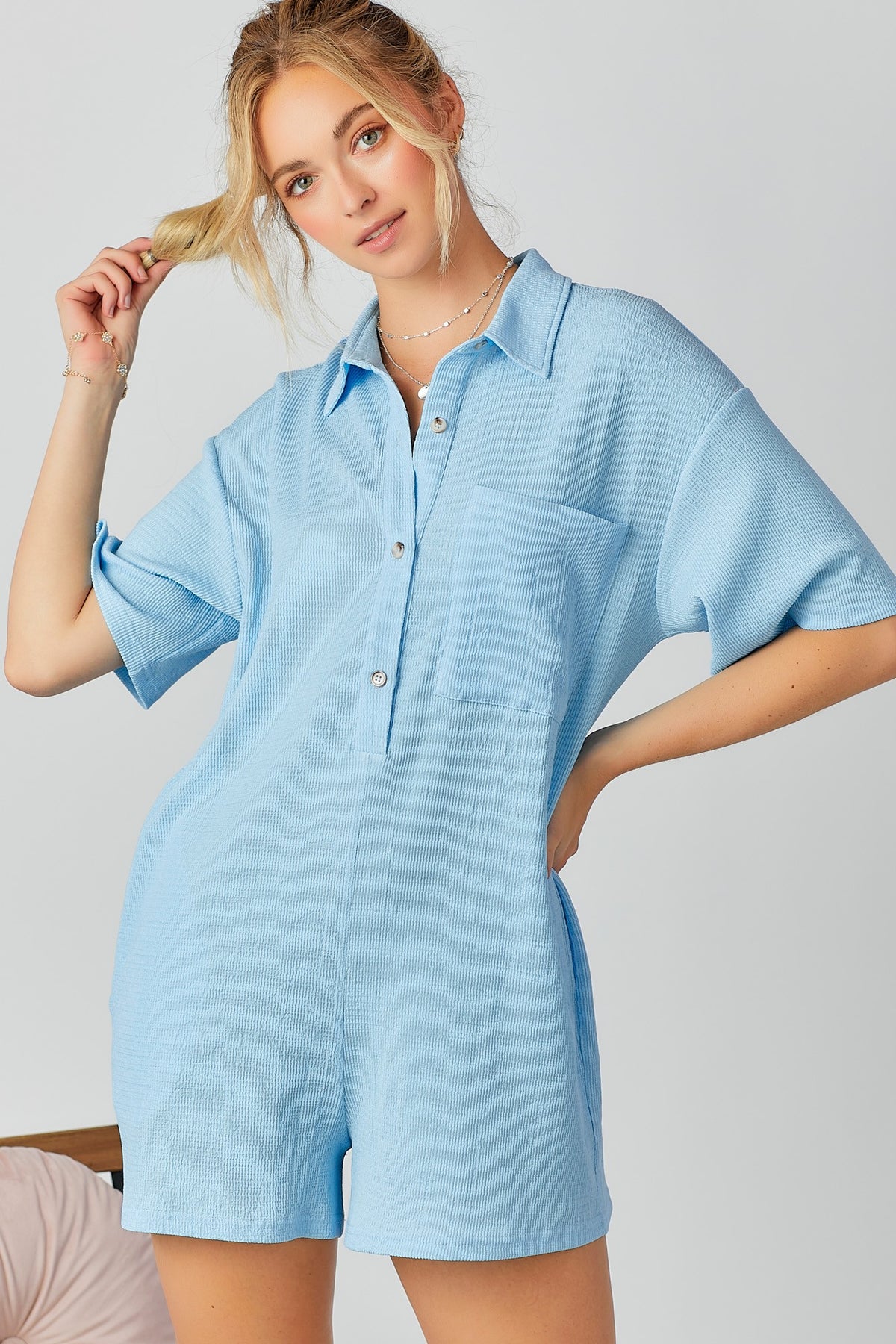 Boxy Playsuit Romper Blue