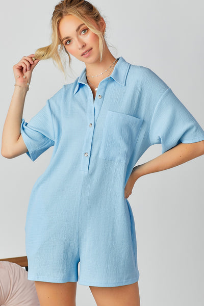 Boxy Playsuit Romper Blue