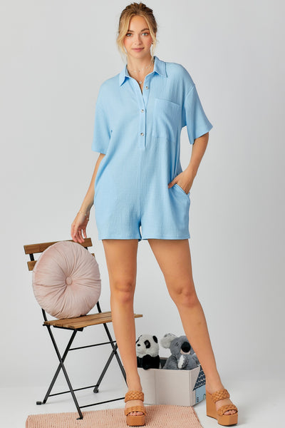 Boxy Playsuit Romper Blue