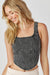 Sleeveless Denim Corset Top Black