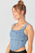 Sleeveless Denim Corset Top Lt Blue