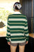 Stripe Knit Polo Top Green