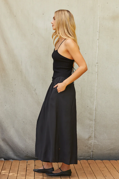Isabella Mix Media Maxi Dress Black