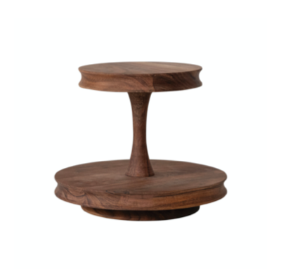 Acacia Wood 2 Tier Tray Natural