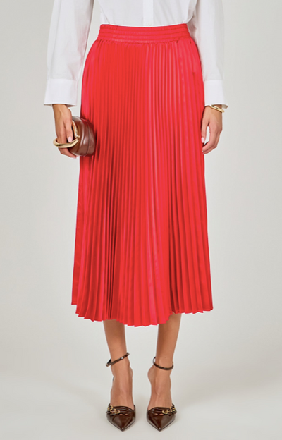 Sunburst Pleated Skirt Coral Red