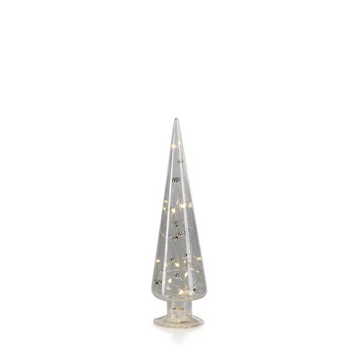 LED Glass Tree with Silver Beads M