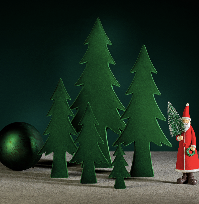 Flocked Trees Green