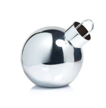 LED Silver Glass Oversized Ball 9.75in
