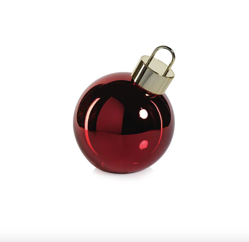 LED Metallic Glass Oversized Ornament Ball Red