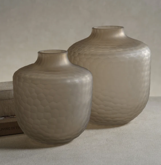 Arosa Cut Glass Frosted Vase Taupe