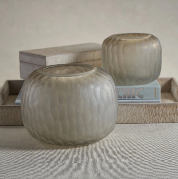 Vallees Cut Glass Vase Taupe