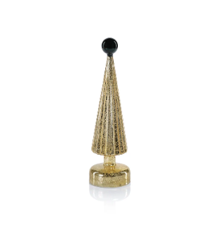 LED Tree with Globe Finial Gold w Green