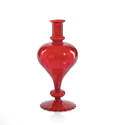 Venetian Spiral Vase Turnip Shape Red 4.25 x 9