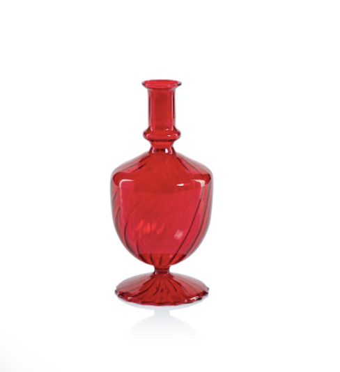 Venetian Spiral Vase Urn shape Red, 3.5 x 7.5