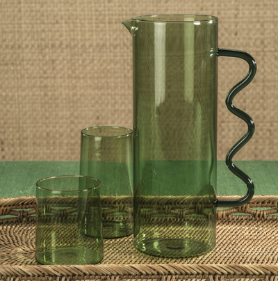 Costa de Sol Glass Pitcher Green