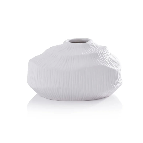 Textured Matt White Porcelain Vase 6.25in