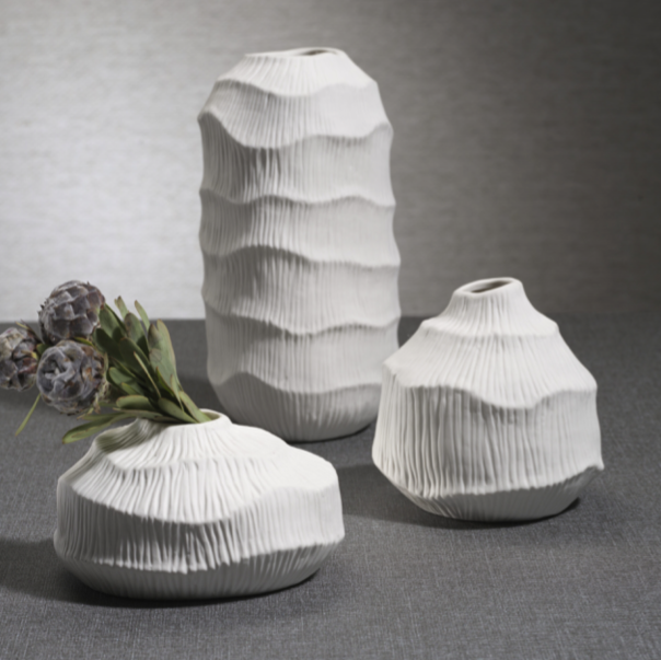 Textured Matt White Porcelain Vase 5.5in