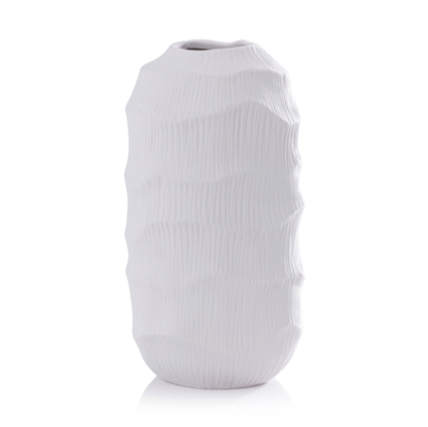 Textured Matt White Porcelain Vase 5.5in
