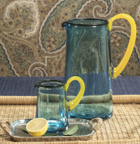 Lagoon Juice Glass Pitcher Aqua Green Yellow