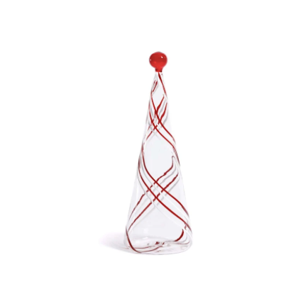 Tree w Red & White Swirl Design 11in