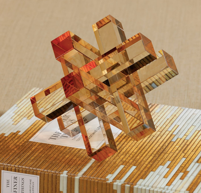 Crystal Glass Interlocking Bookend Light Amber
