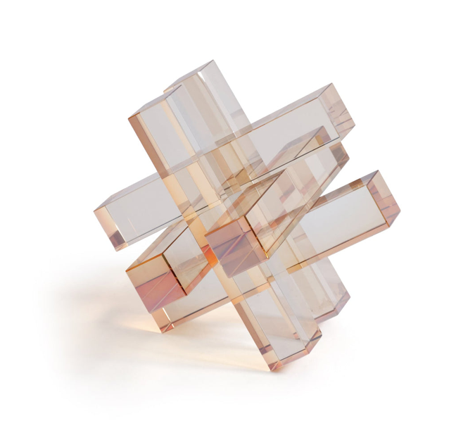 Crystal Glass Interlocking Bookend Light Amber