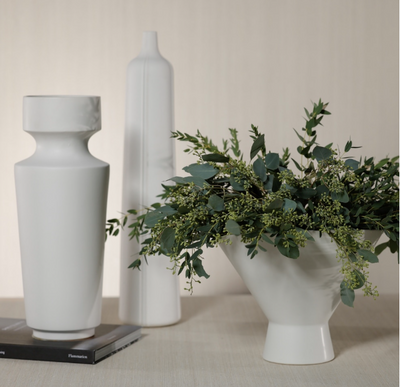 Isla Vista White Ceramic Vase Bowl