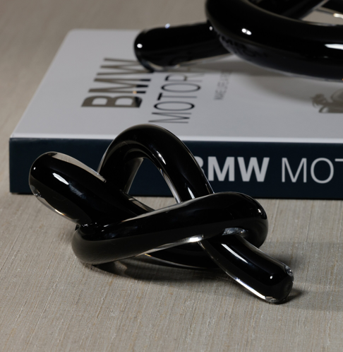 Obsidian Glass Knot Paperweight