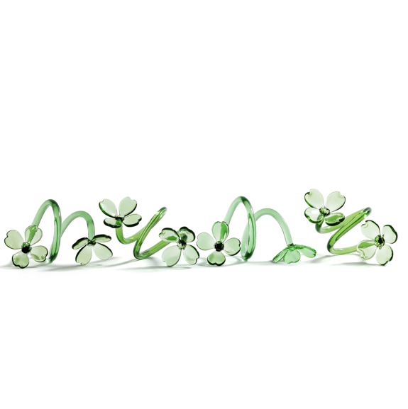 Botanica Green Glass Flower Napkin Rings Set of 4