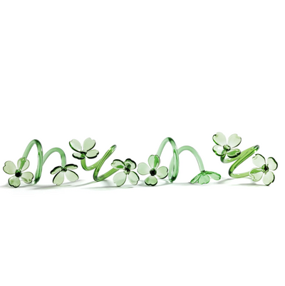 Botanica Green Glass Flower Napkin Rings Set of 4