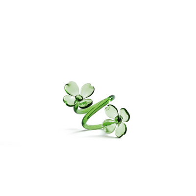 Botanica Green Glass Flower Napkin Rings Set of 4