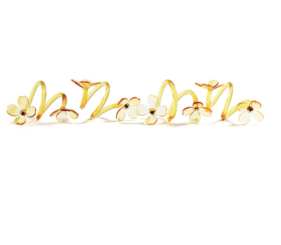 Botanica Amber Glass Flower Napkin Rings Set of 4