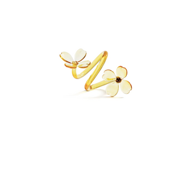 Botanica Amber Glass Flower Napkin Rings Set of 4