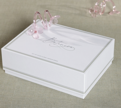 Botanica Pink Glass Flower Napkin Rings Set of 4