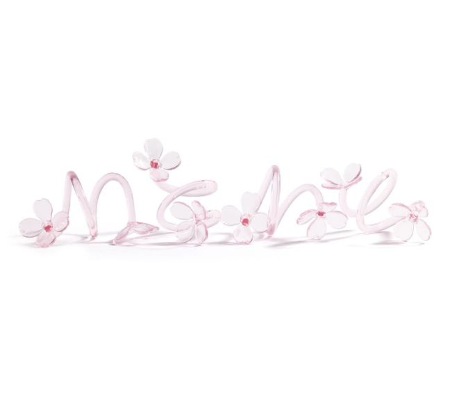 Botanica Pink Glass Flower Napkin Rings Set of 4