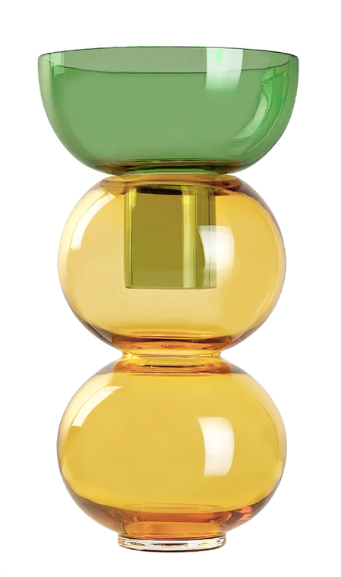 Candle Holder Green Amber