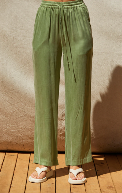 Amelia Pull On Cupro Pants Matcha