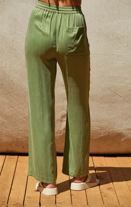 Amelia Pull On Cupro Pants Matcha