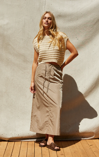 Brookes Pull On Maxi Skirt Taupe