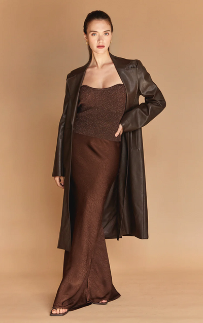 Iris Crushed Satin Maxi Skirt Espresso