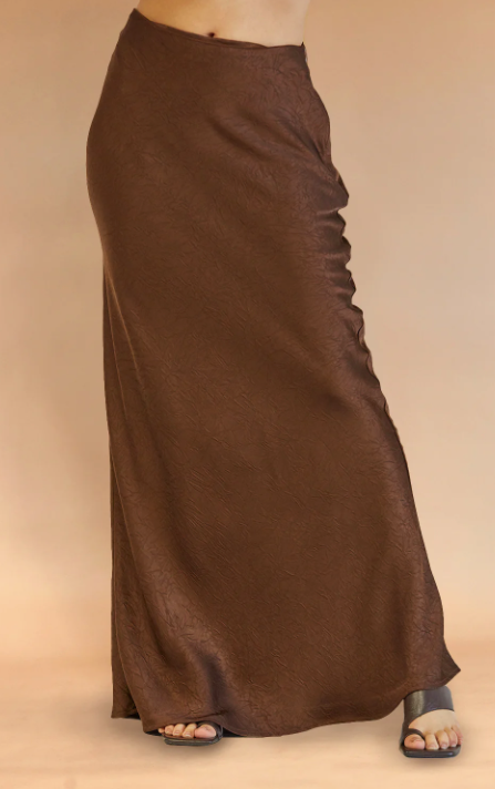 Iris Crushed Satin Maxi Skirt Espresso